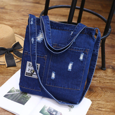 Wholesale Denim Ripped Tote Bag
